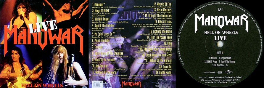 Manowar - Hell On Wheels Live (Original Vinyl)